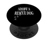 ADOPTEZ Un Chien DE Sauvetage - Grand Texte Gris avec PopSockets PopGrip Adhésif