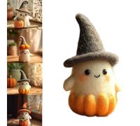Adoptez un kit de matériel de bricolage fantôme, citrouille fantôme d'Halloween en feutre fait à la main avec chapeau de magicien, décoration de fantômes en feutre de laine faite à la main, mini