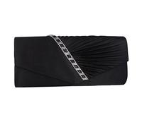 Adoptfade Femme Sac de Soirée Sac à Main Pochette Soierie Satin avec Diamants,Noir
