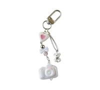 Adorable accessoire de rangement pour appareil photo en forme d'ours - En alliage - Design vintage - Pour un ami ou un anniversaire - Chaîne portable légère, blanc, Hanging rope