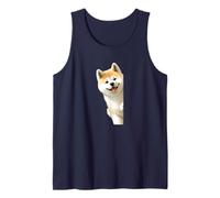 Adorable Akita Inu japonais regardant autour du coin, amoureux des chiens Débardeur