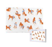 Adorable Akita Inu,Puzzle Familial en Bois de 1 000 pièces pour Adultes et Adolescents, décoration d'intérieur