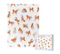 Adorable Akita Inu,Puzzle Familial en Bois de 500 pièces pour Adultes et Adolescents