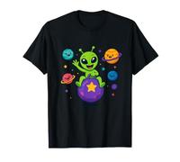Adorable Alien Kawaii dans des planètes spatiales heureuses T-Shirt
