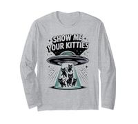 Adorable Alien Show Me Your Kitties pour Amoureux des Chats Manche Longue