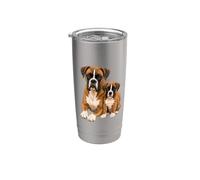 Adorable amoureux des chiens boxeurs et des chiots Gobelet isotherme en acier inoxydable double paroi
