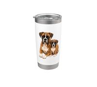 Adorable amoureux des chiens boxeurs et des chiots Gobelet isotherme en acier inoxydable double paroi