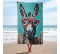Adorable âne avec lunettes rouges - Serviette de plage en microfibre anti-sable - Multi-usage - Absorbante pour salle de bain et piscine - 130 x 80 cm