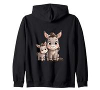 Adorable âne mère bébé Dessin animé Mignon Design Sweat à Capuche