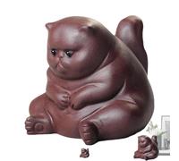Adorable animal de compagnie Kungfu Tea - Chat en argile violette, décoration de bureau fabriquée à la main | Plateau à thé artistique, symbole de la culture du thé oriental, cadeau parfait pour les