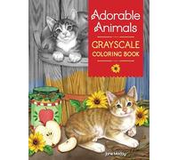 Adorable Animals Grayscale Coloring Book