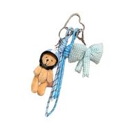 Adorable anneau mousqueton ours avec décoration de casque pour étudiants, couples, cadeaux pour étudiants, couples, porte-clés en forme d'ours en peluche, bleu, taille unique