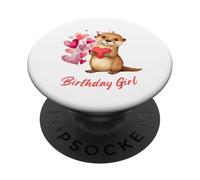 Adorable Anniversaire Loutre Vison Mignon pour Petite Fille PopSockets PopGrip Adhésif