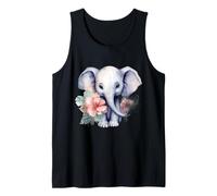 Adorable Aquarelle bébé éléphant Art Floral Débardeur