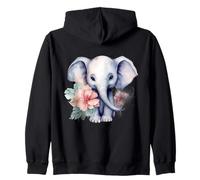 Adorable Aquarelle bébé éléphant Art Floral Sweat à Capuche