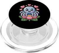 Adorable araignée Kawaii sur Fleur avec cœurs PopSockets PopGrip pour MagSafe
