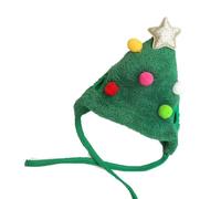 Adorable Arbre de Noël Chapeau Pom-Pom, Chien de Noël Costume pour Animaux de Compagnie Panta, Soft Funny Pet PHAT, pour Chien Cat Party Accessories (Green Hat,L)