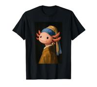 Adorable Axolotl avec Une Perle - Peinture Amusante Vermeer T-Shirt Graphique avec Valeur