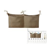 Adorable Baby Crib Pocket, Crib Organizer Bag, Feeding Bottle Organizer, Portable Bedside Bag, Crib Pocket Storage, Cotton Organizing Bag with 2 Pockets Multiple Use Baby Bedding for Feeding Bottle