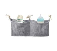 Adorable Baby Crib Pocket, Crib Organizer Bag, Feeding Bottle Organizer, Portable Bedside Bag, Crib Pocket Storage, Cotton Organizing Bag with 2 Pockets Multiple Use Baby Bedding for Feeding Bottle