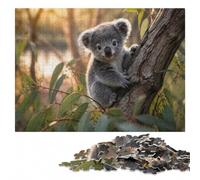 Adorable Baby Koala on A Log Puzzle en Bois 1000 pièces | Une activité sans écran autour de la table: une méthode de montage claire pendant le temps libre.