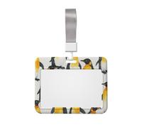 Adorable badge de travail pingouin, coque de protection coulissante horizontale avec fenêtre transparente