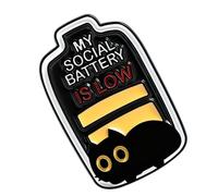 Adorable badge émotion félin avec symbole de faible énergie pour un ami partageant des épingles de dessin animé, taille unique, Comme décrit
