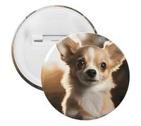 Adorable badge en fer blanc en forme de chihuahua - Grande broche ronde - Convient pour les enseignants, les infirmières, les médecins, le personnel, les cadeaux de fête, 1Pcs, Plastique, Plastiques