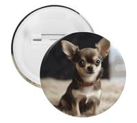 Adorable badge en fer blanc en forme de chihuahua - Grande broche ronde - Convient pour les enseignants, les infirmières, les médecins, le personnel, les cadeaux de fête, 12PCS, Plastique, Plastiques