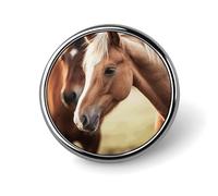 Adorable badge rond en forme de cheval - Aspect exquis et tendance - Emblème en métal - Pour vêtements, sacs, chapeaux, décoration de bijoux, cadeau