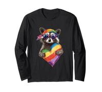 Adorable bandana LGBTQ avec cœur raton laveur pour lesbiennes Gay Pride arc-en-ciel Manche Longue