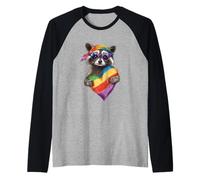 Adorable bandana LGBTQ avec cœur raton laveur pour lesbiennes Gay Pride arc-en-ciel Manche Raglan