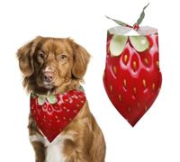 Adorable bandana triangulaire en polyester lavable en forme de fraise pour chiens et chats de taille moyenne et grande