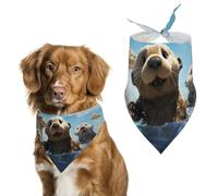 Adorable bandana triangulaire pour chien imprimé loutre de mer lavable en polyester pour chien mignon bandana pour chiens de taille moyenne et grande taille chiots et chats