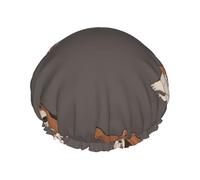 Adorable basset hound,Bonnet de douche/bonnet de nuit double couche imperméable et élastique, bonnet de bain réutilisable