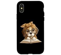 Adorable Beagle Puppy Reading Book Lover Dog Animal Graphic Coque pour iPhone X/XS