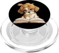 Adorable Beagle Puppy Reading Book Lover Dog Animal Graphic PopSockets PopGrip pour MagSafe