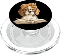 Adorable Beagle Puppy Reading Book Lover Dog Animal Graphic PopSockets PopGrip pour MagSafe