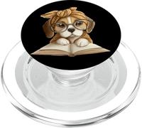 Adorable Beagle Puppy Reading Book Lover Dog Animal Graphic PopSockets PopGrip pour MagSafe