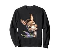 Adorable bébé âne regardant avec Motif Lavande Sweatshirt