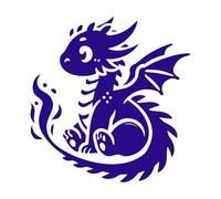 adorable bébé dragon avec un corps arrondi et de petites ailes Stickers muraux 54.6x56.6cm Culture du tatouage Bleu foncé
