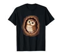 Adorable bébé Hibou dans Un Arbre Creux dans la forêt Nuit T-Shirt