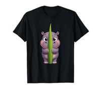 Adorable bébé Hippopotame caché derrière Une Feuille Verte T-Shirt