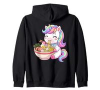 Adorable bébé Licorne Mangeant des Ramen, Motif Kawaii pour Sweat à Capuche