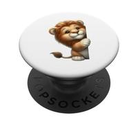 Adorable bébé Lion Qui Regarde Un Animal de Dessin animé PopSockets PopGrip Adhésif