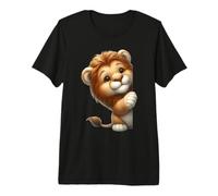 Adorable bébé Lion Qui Regarde Un Animal de Dessin animé T-Shirt Haut de Gamme