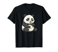 Adorable bébé Panda Mangeant du Bambou Dessin animé T-Shirt