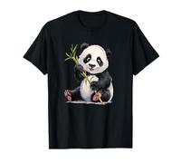 Adorable bébé Panda Mangeant du Bambou Style Kawaii T-Shirt