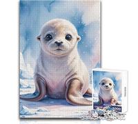 Adorable bébé Phoque à l'aquarelle, Puzzle de 1000 pièces pour Adolescents:Un Jeu ludique et éducatif, idéal comme Cadeau de Noël ou d'anniversaire Dimensions:38x26cm
