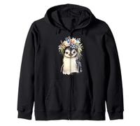 Adorable bébé Pingouin Aquarelle avec Couronne Florale Sweat à Capuche